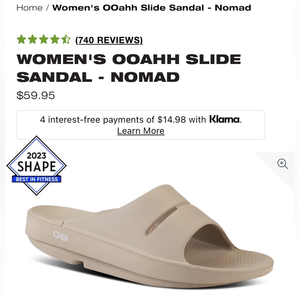 Oofos posh slides color nomad